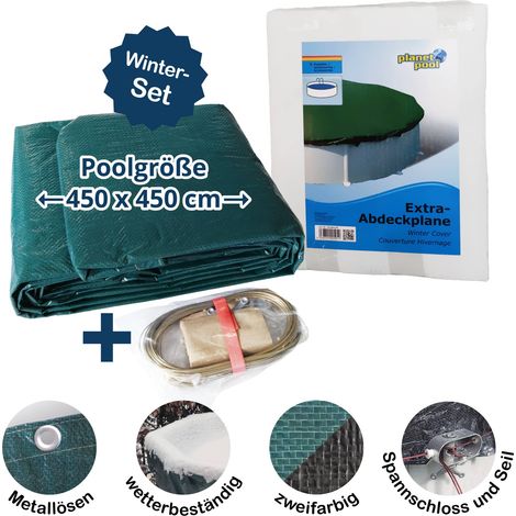 Abdeckplane für 450cm Rund Pools und Schwimmbecken - 94 g/m² Winterschutz und Ganzjahresabdeckung