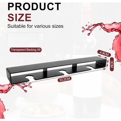 Portabicchieri da vino a parete, porta bicchieri da vino a parete, porta bicchieri da vino sottopensile, organizer per bicchieri autoadesivo, adatto per cucine, bar, ristoranti (set da 2, nero) (1/4)