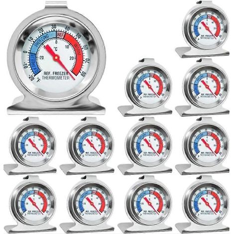 Lot de 12 thermomètres pour réfrigérateur/congélateur, grand format, à double échelle (-20 à 80 °F). (1/5)