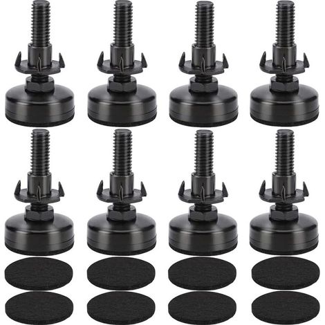 M10 8pcs Adjustable Furniture Feet Fixing Screws Leveling Feet with Push-In Nut for Wooden Furniture Legs (1/5)