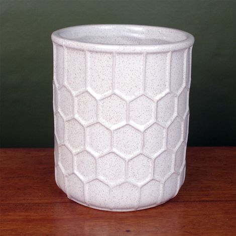 White Honeycomb Speckled Ceramic Planter Plant Pot (1/2)