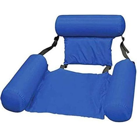 ALLIANDIS Pool-Hängematte, Liege-Schwimmstuhl, aufblasbarer Poolstuhl, faltbare schwimmende Wasserhängematte, Liege-Schwimm-Hängematte für Erwachsene - Blau-Fei Yu (1/5)