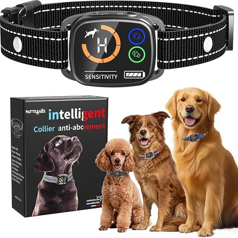 Collar antiladridos para perros, collar eléctrico con 6 niveles de sensibilidad, modos de sonido/vibración/vibración fuerte, recargable, resistente al agua IP67 para perros pequeños, medianos y grande (1/5)