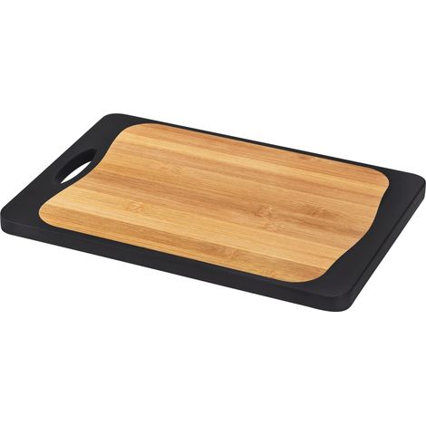 Tagliere combi nero 33 x 23 cm - con manico e scanalatura per il succo (1/4)