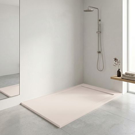 Receveur de douche Resine FLOW Creme - 80x150 cm - Grille + Valve OFFERTE (1/5)