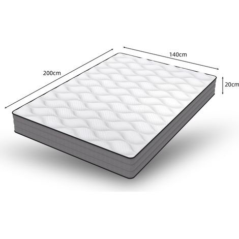 Matelas deluxe 7 zones ressorts ensachés 20 cm H3 140x200 cm 1000 ressorts lyocell certifié OEKO-TEX chambre double confort luxe (1/5)