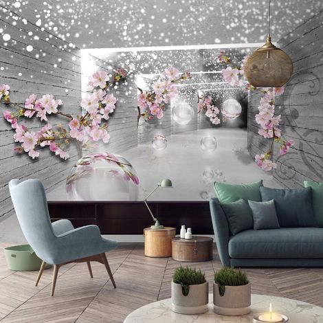 Fototapete Tunnel Blumen Illusion 3D-Optik, für Wohnzimmer und Schlafzimmer, 150 x 105 cm – Komplettset inkl. Kleister & Anleitung (1/5)