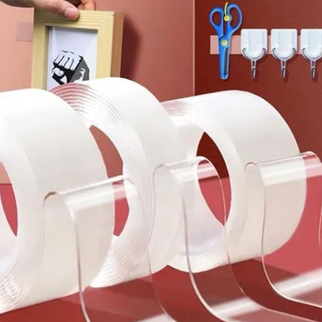 Lot de 3 rubans adhésifs double face en acrylique transparent, résistants à l'eau, non marquants et d'une épaisseur de 30 mm (nanomètre). (1/5)