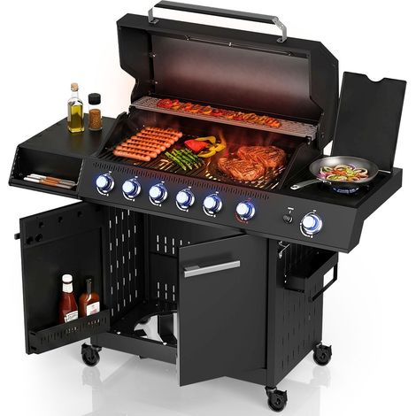 Barbecue a gas Tennessee Barbecue a gas con 6 bruciatori e bruciatore laterale (1/2)
