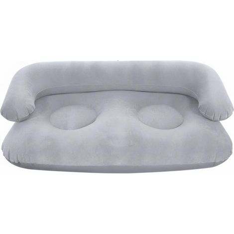 Inflatable Sofa, Pneumatic Sofa Chair/Bench with Lumbar Support, U-Shaped Backrest, PVC Armrests, Pleasant Touch, Quick Inflation Valve, Light Grey, Size up to 11 (1/5)