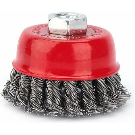 Brosse Métallique pour Meuleuse - 4pcs Brosse à Fils Métalliques Torsadés M14 75mm / 100mm, (1/4)