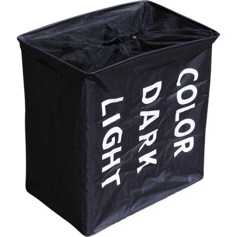 Panier à linge avec roues – Corbeille à Linge en Tissu – Idéal petit espace – Panier à Linge sale avec Filet Protecteur - 34 x 54 x 53 cm - Noir (1/3)