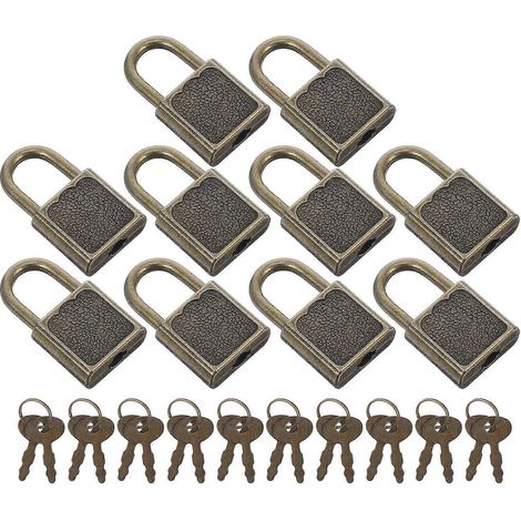 Cadenas de sécurité doré pour portes de placard, mini-cadenas en alliage de zinc résistant aux enfants pour tiroirs, boîtes à outils et sécurité domestique, lot de 10 avec clés