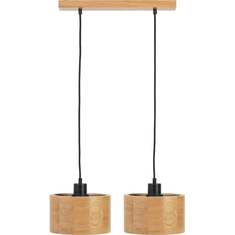 L谩mpara colgante doble de madera ANTILIA ara帽a ROBLE (1/5)