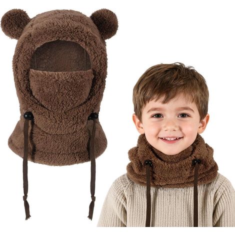 Kinder Sturmhaube Thermo Fleece 3-10 Jahre, Winddicht, Warm, Verstellbar, Kaffeebraun (1/5)