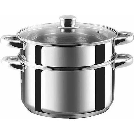 Aeternum AP000082 La Divina Vaporiera in Acciaio Inox 22 cm con Coperchio in Vetro Induzione BPA Free colore Acciaio satinato (1/5)