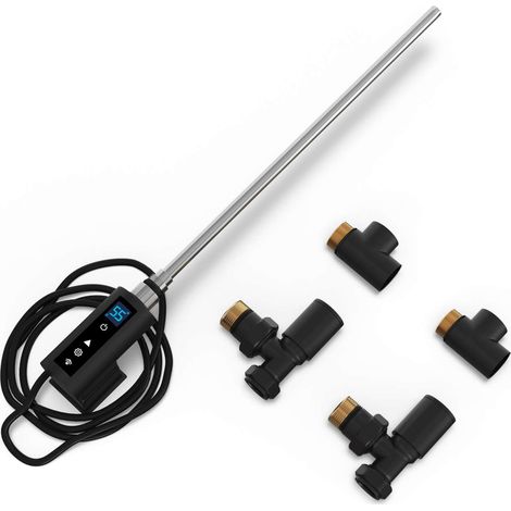INOW - Dual Fuel Towel Rail Kit 300w Thermostatic WIFI Black (1/2)