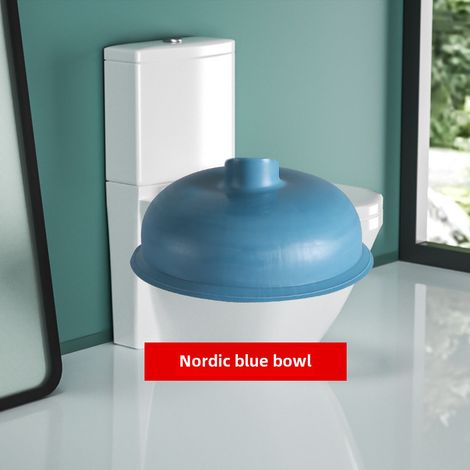 Déboucheur de toilettes puissant pour éliminer les obstructions des canalisations d'égout et autres objets. Outil spécial en cuir avec ventouse (cuvette à ventouse [bleu nordique]). (1/5)