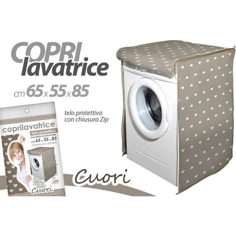 TRADE SHOP - Coprilavatrice Copri Lavatrice Telo Prottetivo 65x55x85cm Cerniera Cuori 736780 - (1/3)