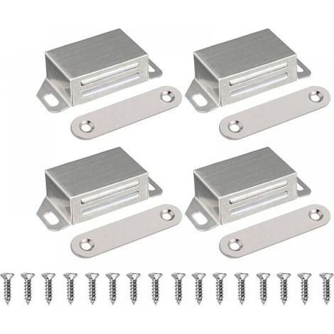 4 verrous magnétiques pour portes de cuisine – Verrous pour meubles en acier inoxydable, 10 kg, fermeture magnétique pour des portes sécurisées (1/4)