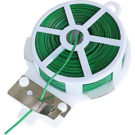 Sangle rotative pour plantes de jardin, 100 m, réutilisable, avec coupe-fil intégré, verte.