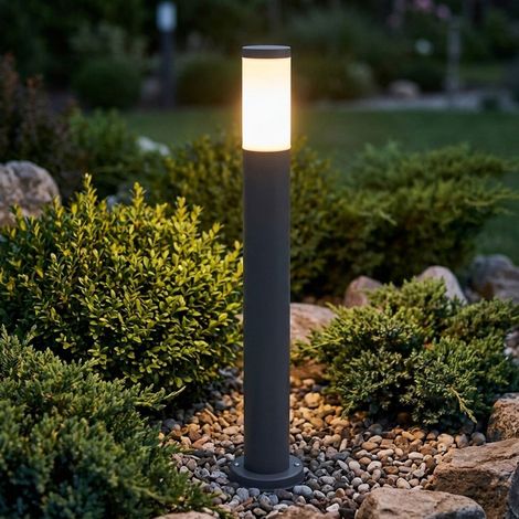Etc-Shop – Lampadaire d'extérieur anthracite 80 cm – Acier inoxydable IP44 – Ampoule LED incluse 11W 1055lm – Blanc chaud pour éclairage jardin (1/5)