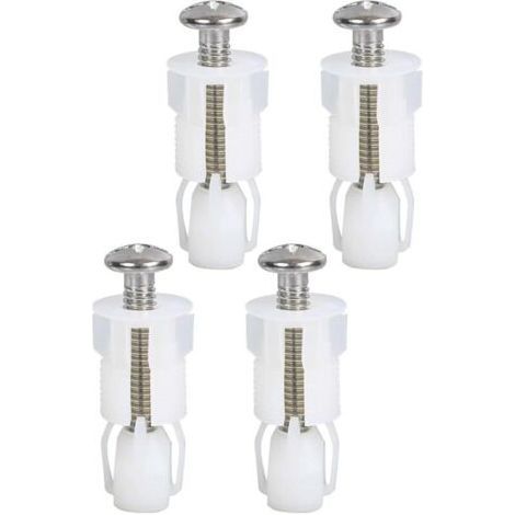 Lot de 4 raccords et fixations de siège de toilette, vis de couvercle de toilette, kit de pièces de rechange universelles pour abattant de toilettes, kit de pièces de rechange pour couvercles de (1/4)