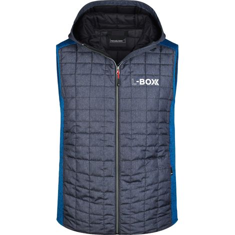 L-Boxx Herren Hybrid Strickfleece Gilet Weste - royal melange / anthracite melange Größe M