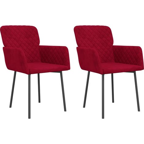 Chaises de salle à manger 2 pcs Rouge bordeaux Velours (1/5)