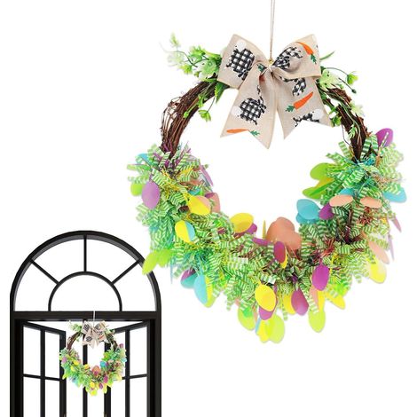 Couronne de Pâques Décor de Printemps Artificiel Résistant aux Intempéries  Décoration Florale de Porte Couronne de Fleurs Pour Jardin Arbre Salon Fenêtre Chambre Table Fête (1/5)