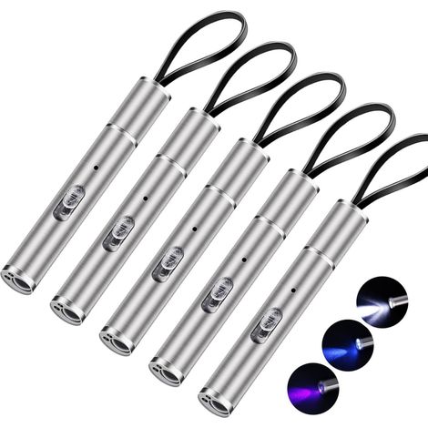 5Pack Lampe Stylo Rechargeable, Mini Lampe de Poche EDC Ultra-Compacte, Lampe de Poche 500 Lumen avec 3 Modes, Lampe d'Inspection Médicale pour le Camping et l'Extérieur Réparation (1/5)