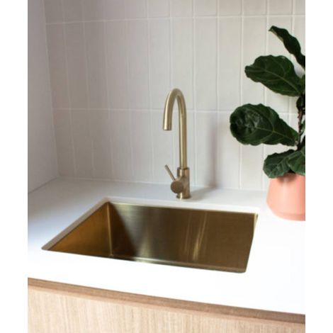 Lavello da cucina singolo 550 mm - ottone spazzolato - Ohia (1/5)
