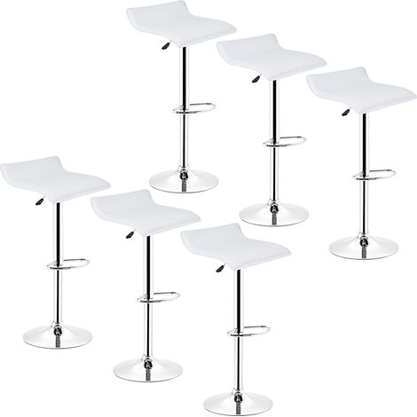 Tabourets de bar - Lot de 6 - Chaise de Bar Pour Cuisine Maison - Blanc (1/5)