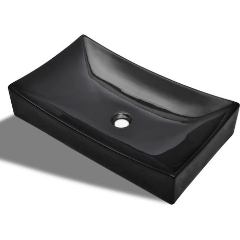 Maison Exclusive - Lavabo de cerámica rectangular color negro