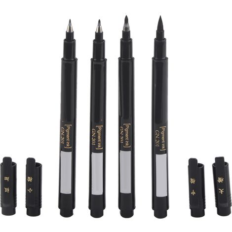 Lot de 4 stylos à encre pour calligraphie, pinceaux de dessin pour signature, fournitures scolaires et de bureau (1/5)