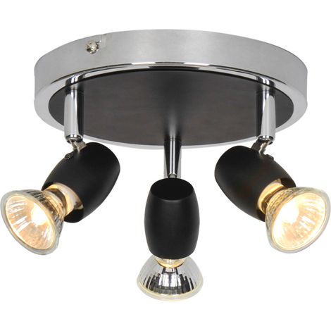 Eclairage plafond Alliage 3 ampoules métal noir chromé compatible LED (1/4)