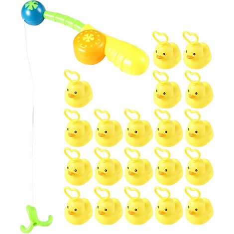 Giocattolo da Pesca, 21 Pezzi Giocattolo da Bagno con Asta e 20 Anatre, Giochi Acquatici Educativi, Grandi Anatre Galleggianti per Feste in Piscina per Bambini, Regalo per abilità motorie (1/5)