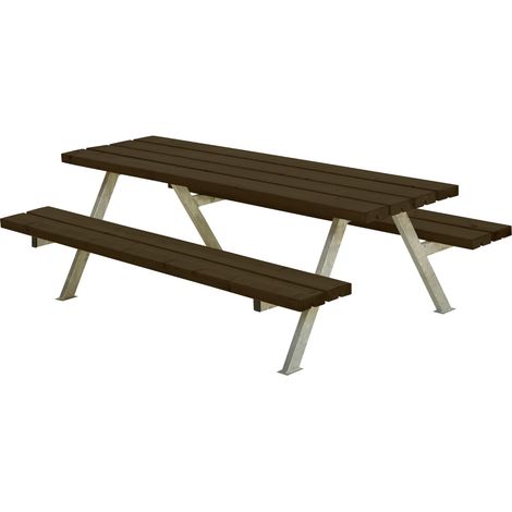 Plus Picknicktisch Kinder Alpha Stahl-Holz 177 x 118 x 57 cm schwarz (1/2)