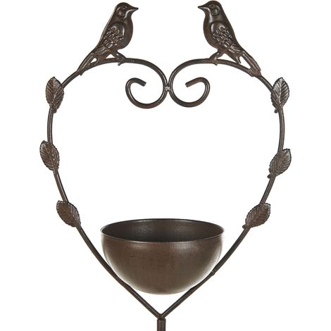 Fontana per Giardino all'aperto uccelli ciotola acqua abbeveratoio mangiatoia ferro antico decorativo marrone Sparrow