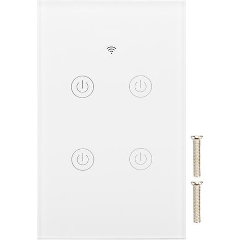 Interrupteur mural intelligent 4 gangs, commande vocale sans fil, programmation horaire, application compatible 100-240V (1/5)