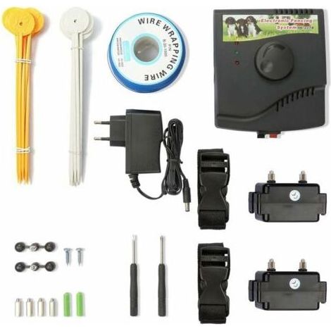 Clôture électrique pour chien 300m avec 2 colliers étanches – Système anti-fugue réglable – Installation enterrée ou au sol (1/5)