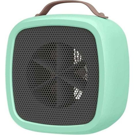Heizlüfter， Kleine tragbare Elektroheizung, Badezimmer-Heizlüfter Mini-Keramik-Heizlüfter Raumheizung für Büroraumheizung 400 W – 10 × 14 × 14 cm (Grün)-Crezuo