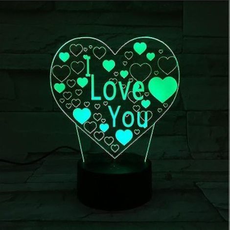 Magnifique cadeau « Je t'aime » - Veilleuse LED 3D colorée pour chambre d'enfant - Lampe de table - Cadeau de Saint-Valentin (1/2)