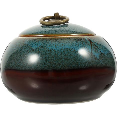 Boîte à thé hermétique en céramique bleue, 10,30 x 10,30 x 7,50 cm, résistante à l'humidité, 1 pièce (1/5)