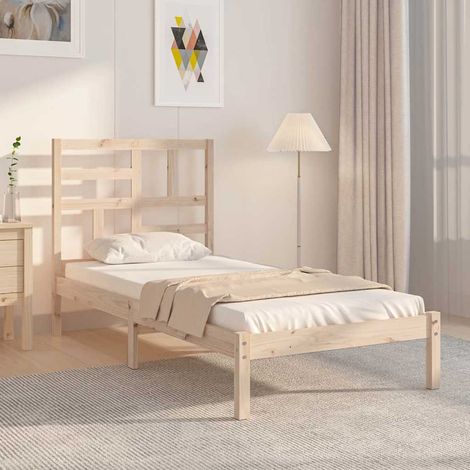 Estructura de cama madera maciza 75x190 cm (1/5)