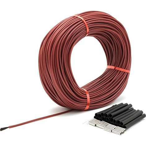 Fil chauffant en Fiber de carbone φ3mm 12K 33Ω, câble de sol chaud en caoutchouc de silicone à infrarouge lointain, haute température 200 ℃ (1/5)