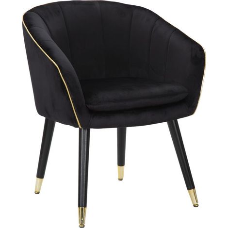 Poltrona Paris nera e gold in tessuto con gambe dorate – 62 x 58 x H 78 cm