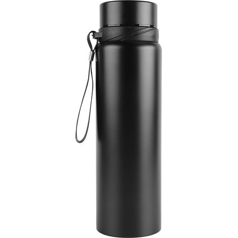 1000-ml-Edelstahl-Isolierflasche mit intelligenter Temperaturanzeige, intelligenter Isolierbecher für Sport, Reisen und Büro, Schwarz (1/5)