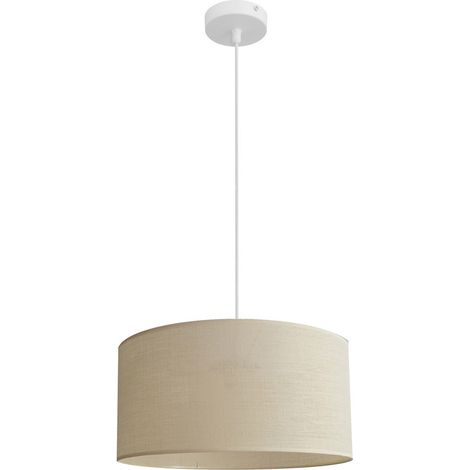 Helam ALBA Plafonnier Suspension Cylindrique Ecru, Blanc 40cm