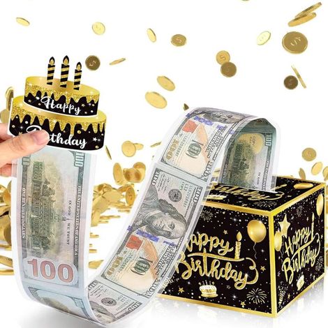 Bardusch-Boîte à argent personnalisable anniversaire avec sacs et cartes, cadeau créatif fête inoubliable (1/4)
